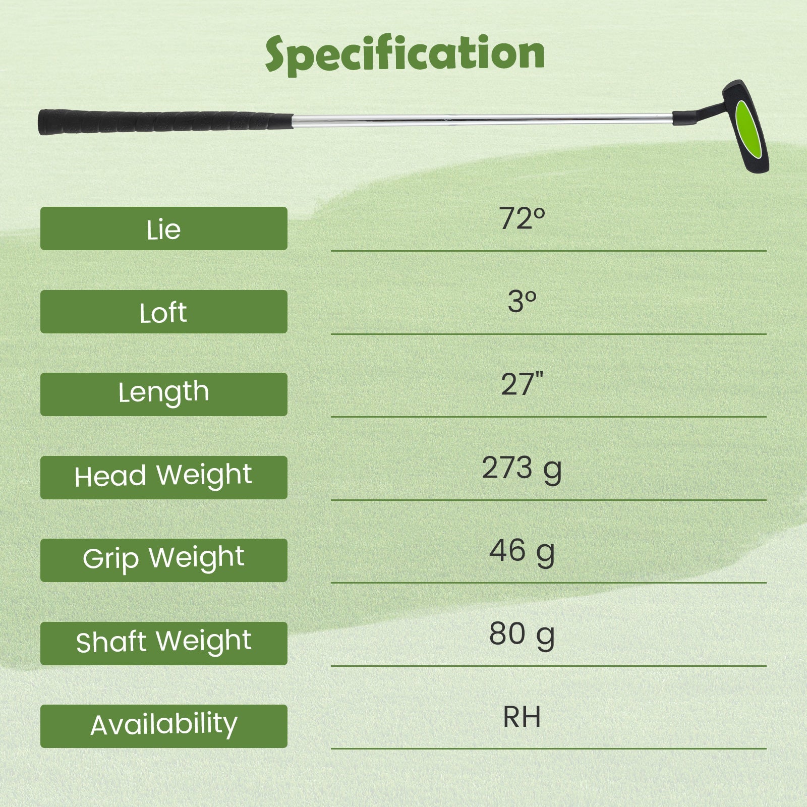 Junior Mallet Putter Individual Gold Club for 8-10 years old Kids