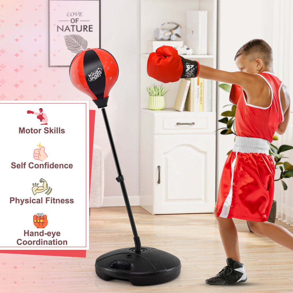 Kids Adjustable Stand Punching Bag Toy Set with Boxing Glove