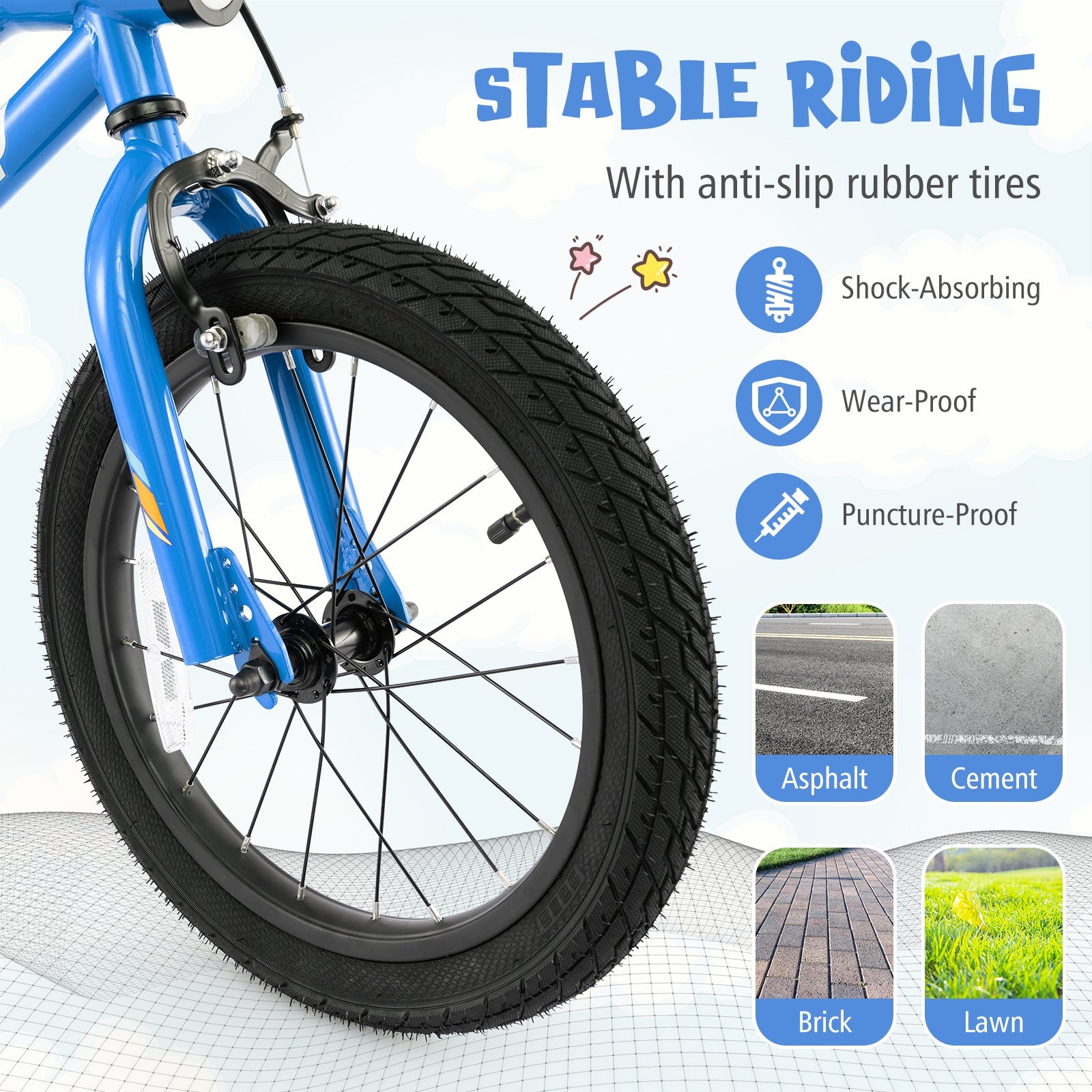 18 Inch Kids Bike LED Lighted Adjustable with Training Wheels for 4-8 Years Old Kids-18 inches