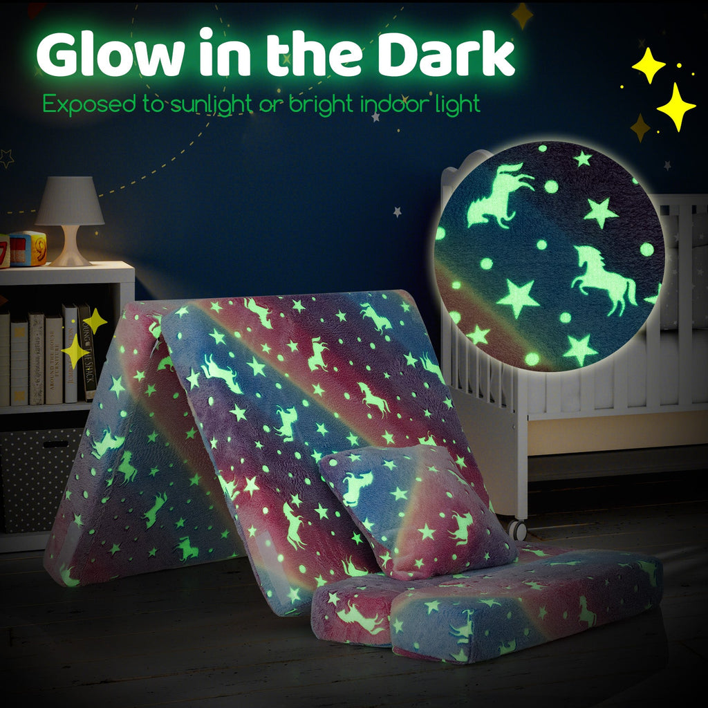 Kids Folding Sofa Bed Floor Mattress Glow in the Dark with Pillow