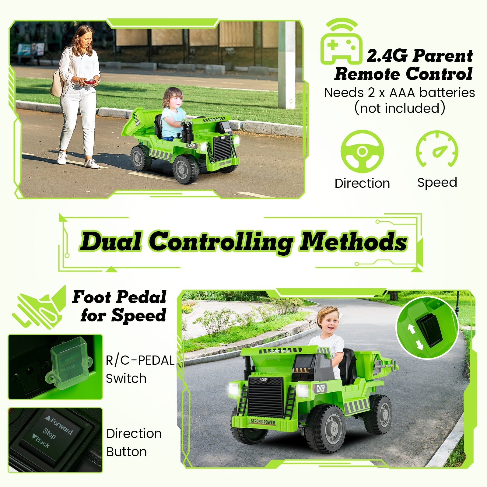 Kids Ride on Dump Truck 12V Ride on Car with Electric Dump Bed