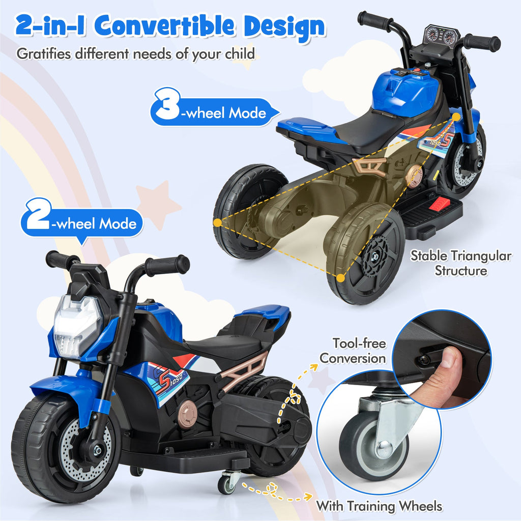Kids Ride-on Motorcycle 6V Battery Powered Motorbike with Detachable Training Wheels