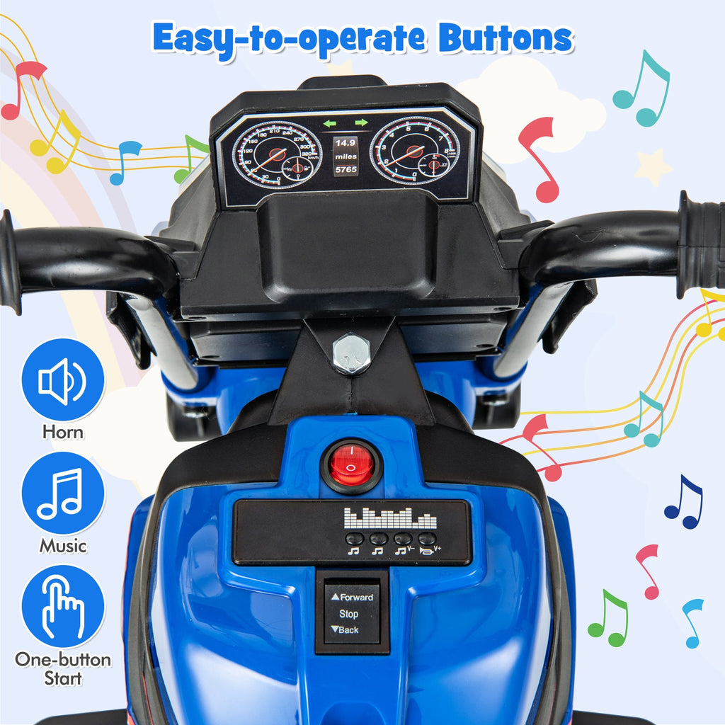 Kids Ride-on Motorcycle 6V Battery Powered Motorbike with Detachable Training Wheels