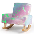 Kids Rocking Chair Upholstered Flannel Children Rocker with Solid Poplar Wood Rocking Feet