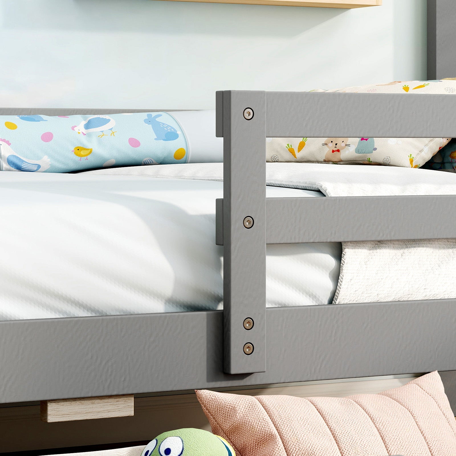 Kids Twin Size Bed with 2 Drawers Solid Wood Bed with Blackboard