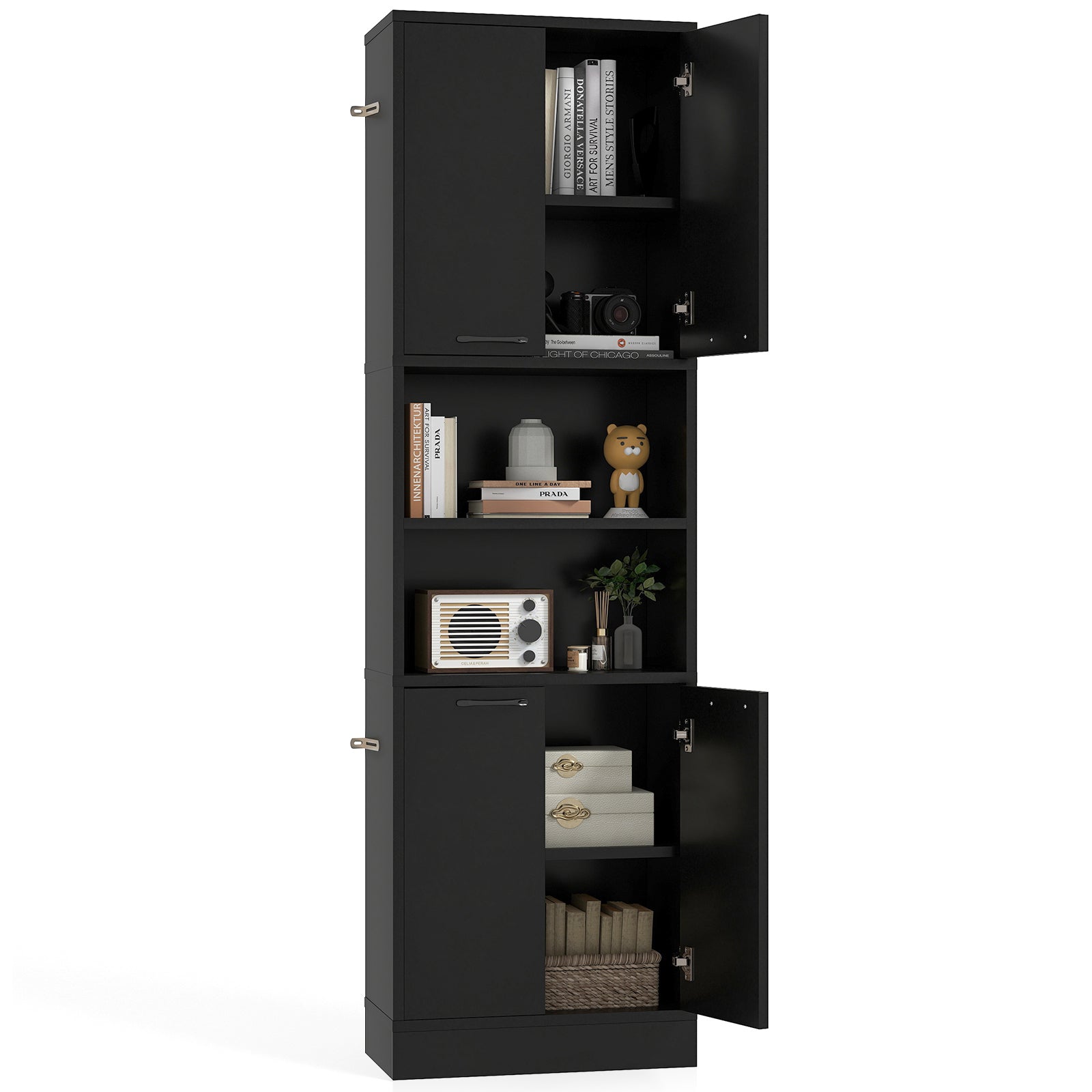 75 Inch Kitchen Pantry Cabinet Tall Cupboard with Doors and Shelves
