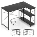L-shaped 47 Inch Reversible Corner Desk with Adjustable Storage Shelves
