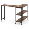 Patented Large 360-Degree Free Rotating Sofa Side Table with Wheels and Storage Shelf