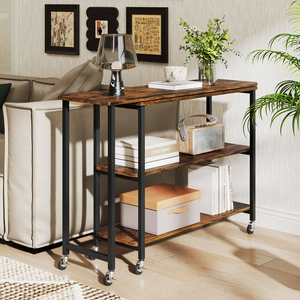 Patented Large 360-Degree Free Rotating Sofa Side Table with Wheels and Storage Shelf
