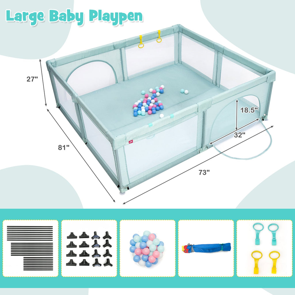 Large Infant Baby Playpen Safety Play Center Yard with 50 Ocean Balls