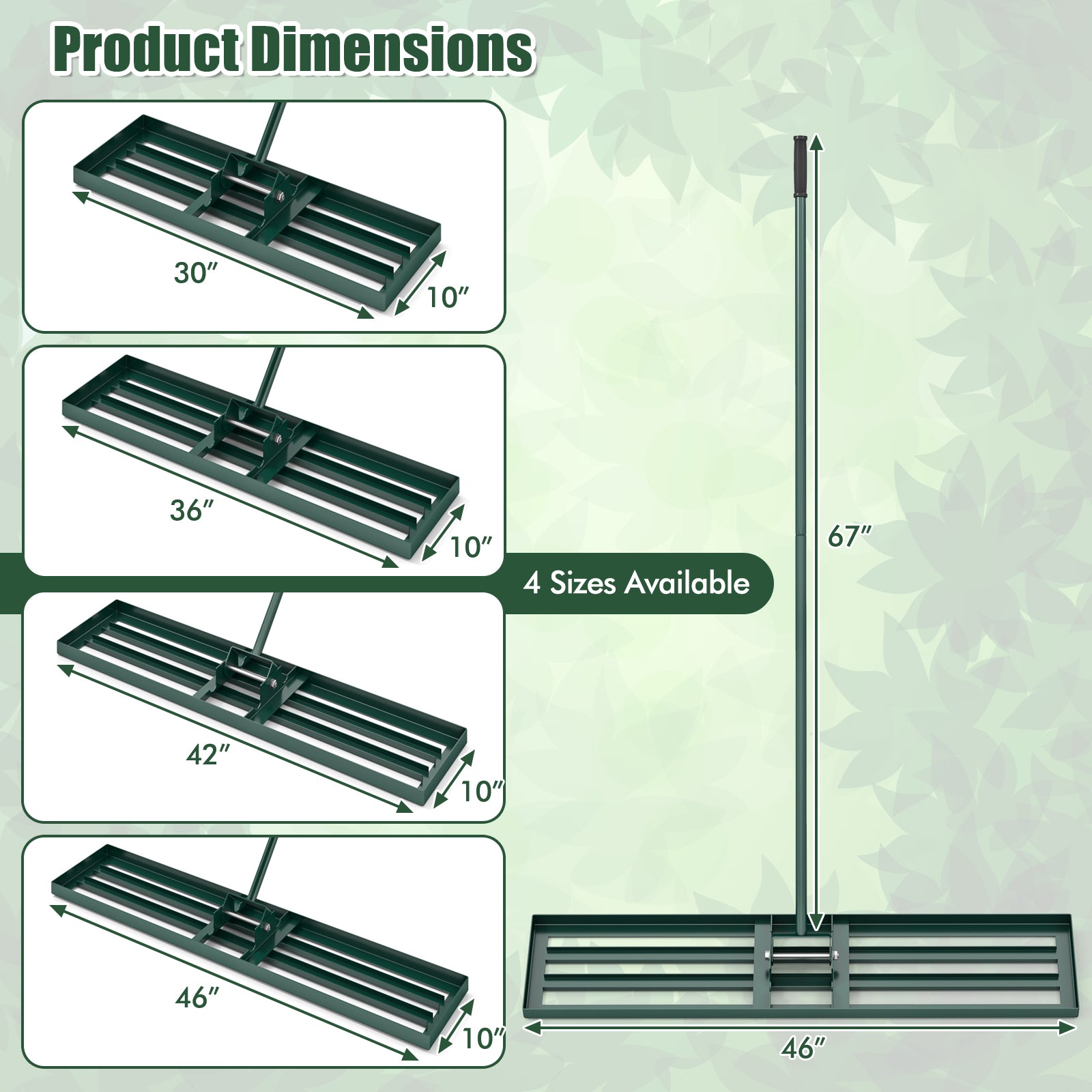 Lawn Leveling Rake 46 x 10 Inch Heavy Duty Lawn Level Tool for Soil