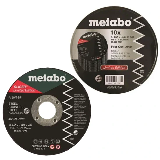 Metabo 655832010 Slicer Wheel Promo Tin,  4.5"x.040x7/8 A60T, PK 10