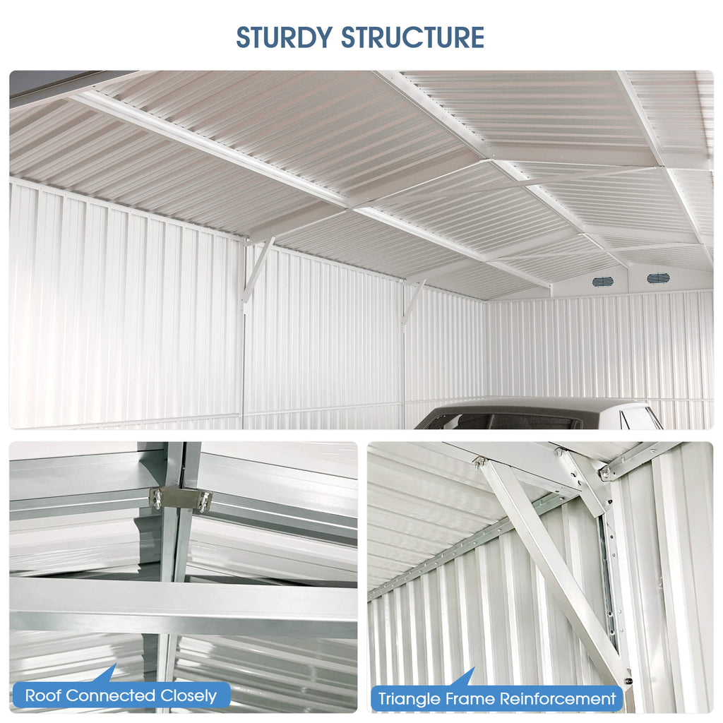 10'x20' Metal Shed with Double Front Doors & Side Entry Door