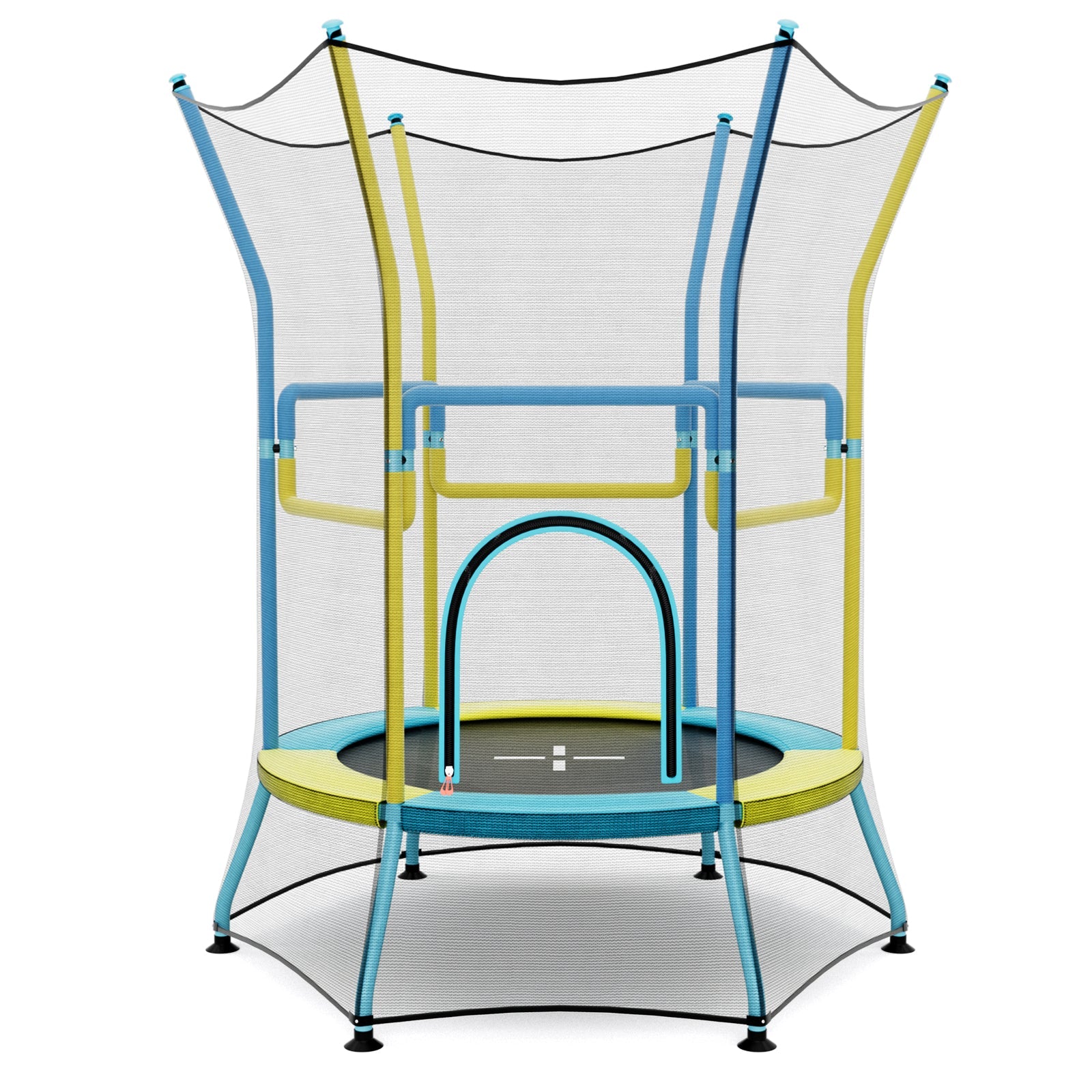 Mini Trampoline for Kids with Safety Enclosure Net and Foam Handles