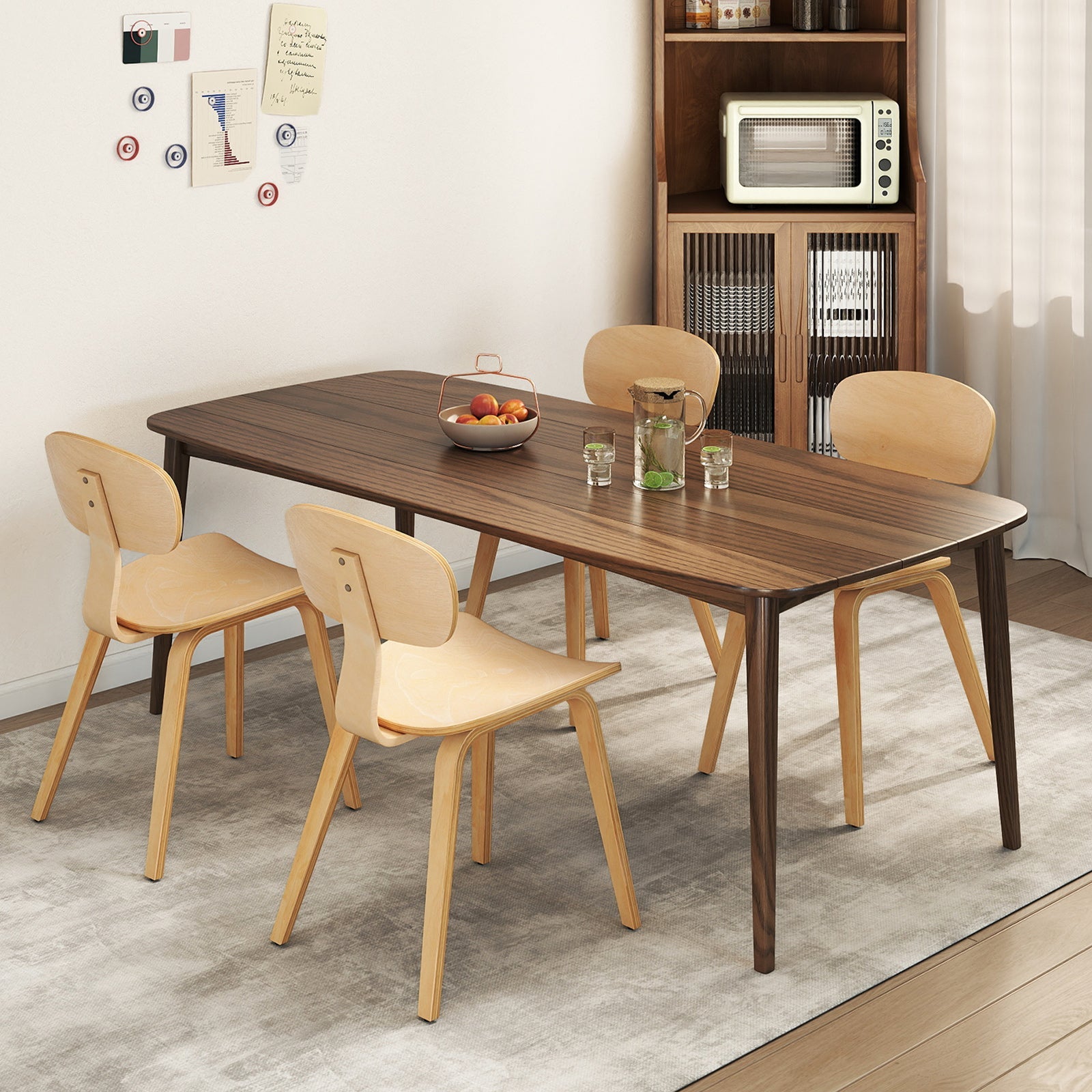 Modern Dining Chair Set of 4 with Wide Seat-Natural