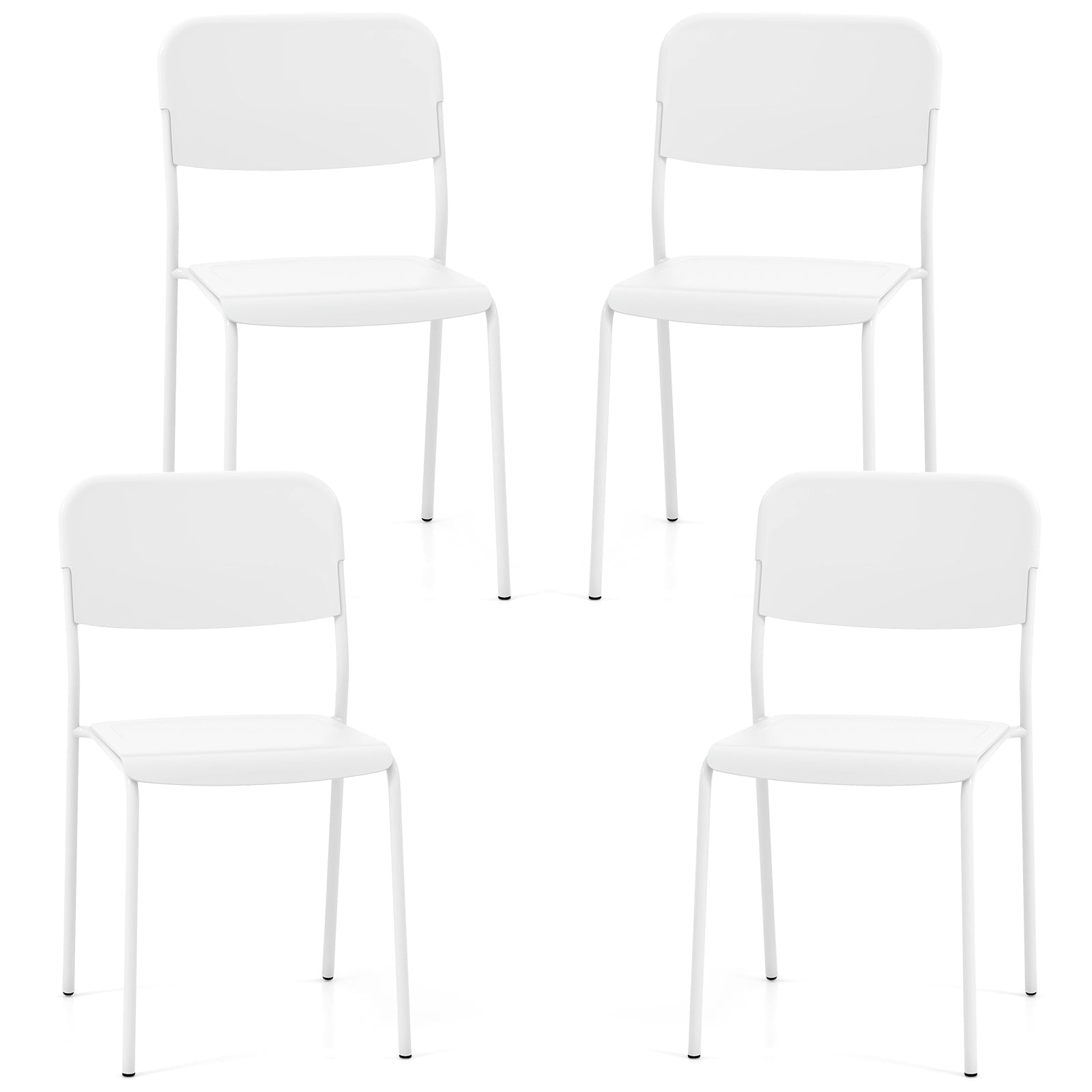 Modern Dining Chairs Set of 4 with Tilted Backrest and Sturdy Metal Legs