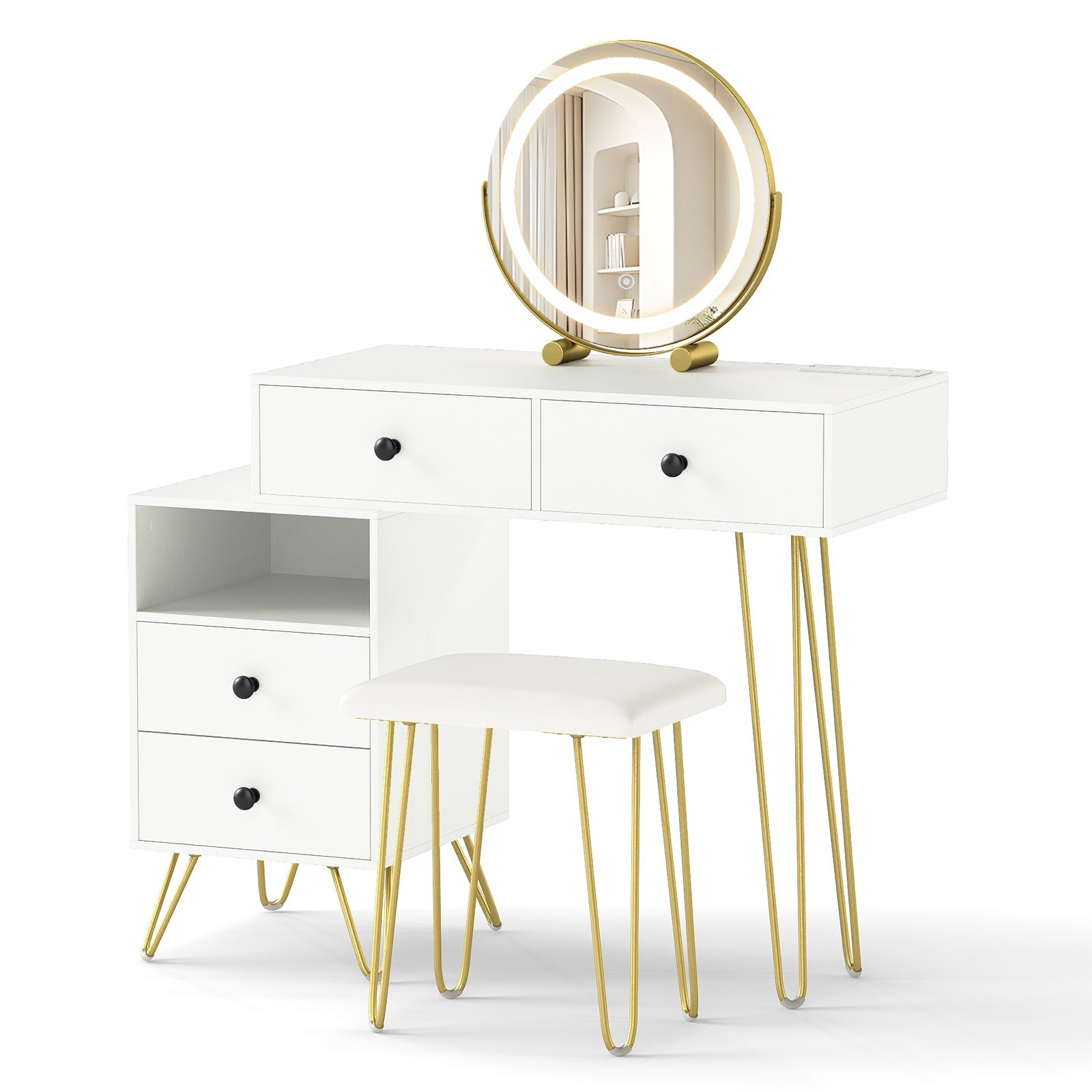 Modern Dressing Table with Storage Cabinet