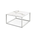 Modern Glass Square Coffee Table with Metal Frame for Living Room