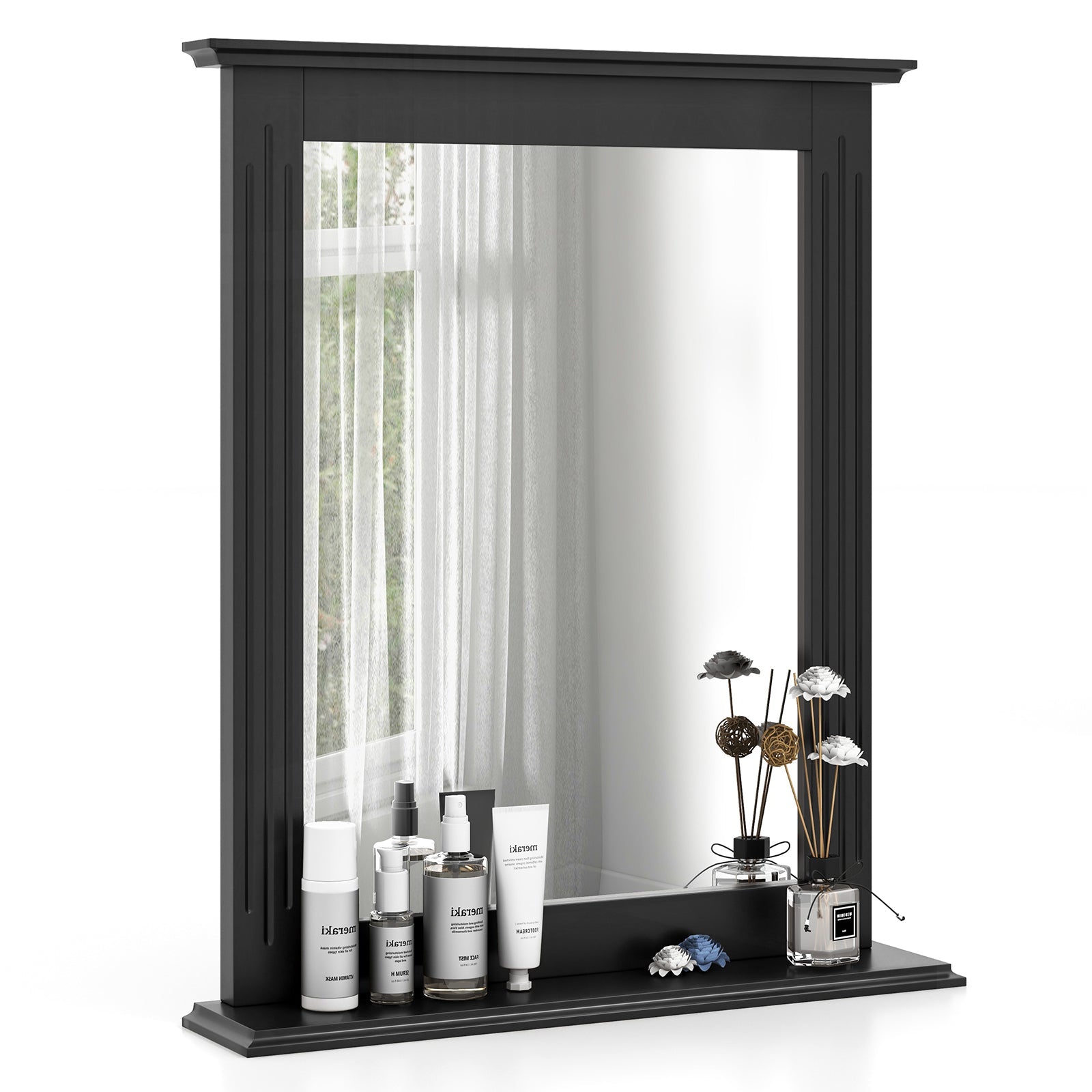 Wall-Mounted Multipurpose Vanity Mirror with Shelf