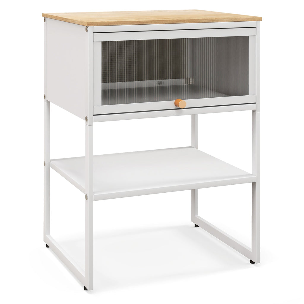 Nightstand with Flip up Door Storage Shelf