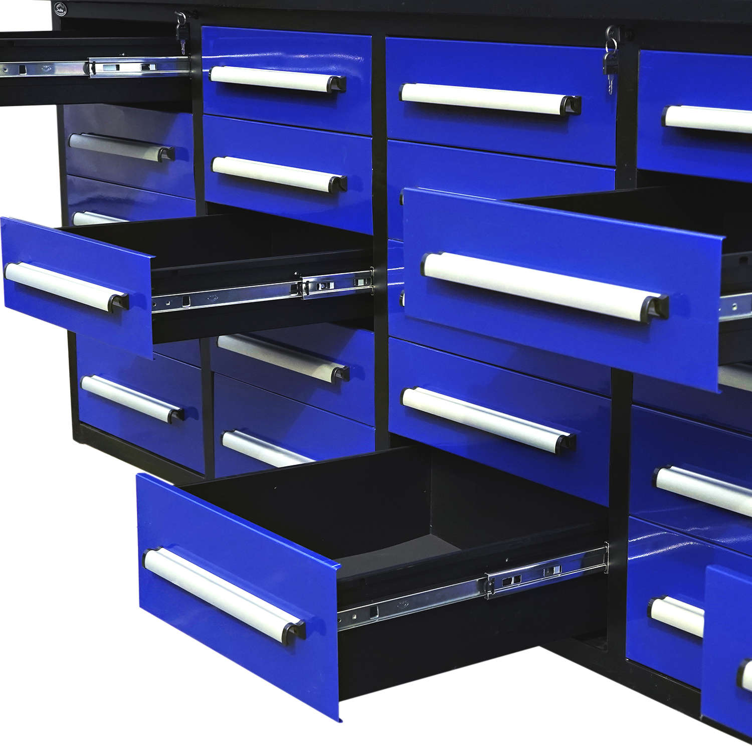 10ft 25-Drawer Storage Workbench with Wheels
