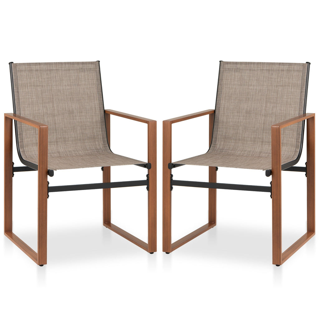 Outdoor Dining Chairs with Breathable Seat and Backrest Set of 2