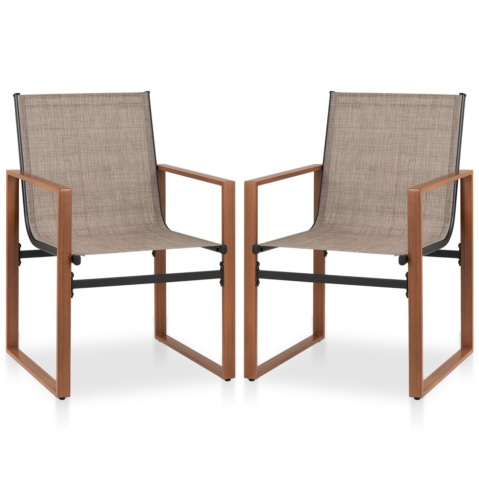 Outdoor Dining Chairs with Breathable Seat and Backrest Set of 2