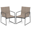 Outdoor Dining Chairs Set of 2 Patio Furniture Chair with Breathable Seat and Backrest-Brown