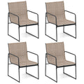 Outdoor Dining Chairs Set of 4 Patio Furniture Chair with Breathable Seat and Backrest-Brown
