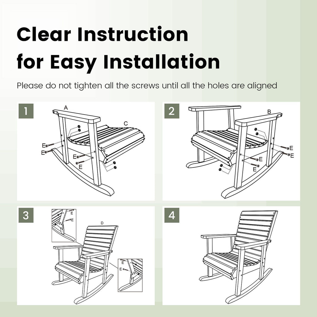 Outdoor Fir Wood Rocking Chair with High Backrest