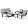 4 Pieces Outdoor Conversation Set with Seat Back Cushions and Waist Pillows
