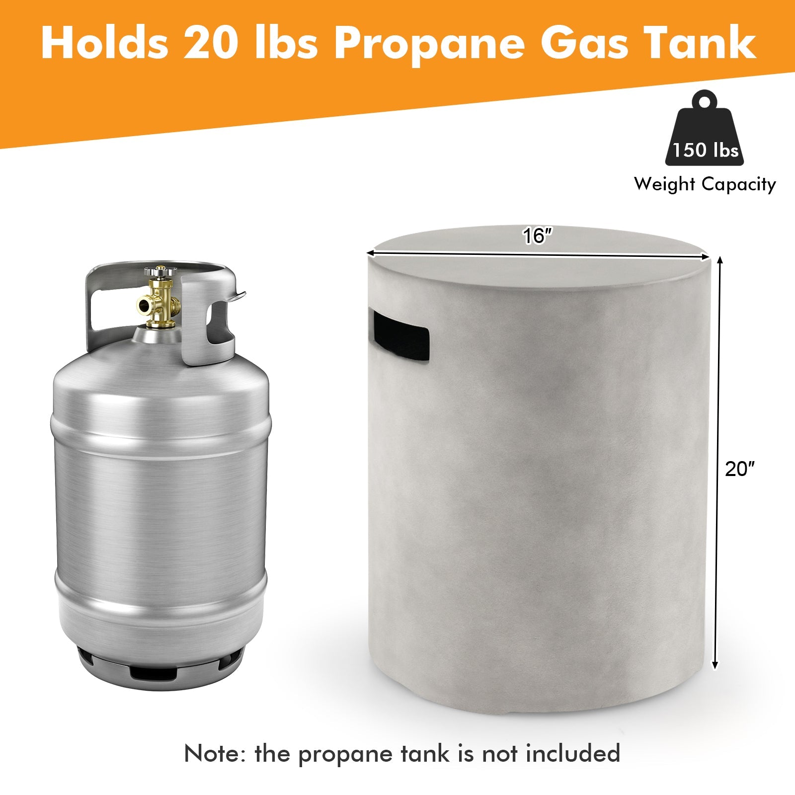 Outdoor Weather Resistant Tank Hideaway Table Fits Standard 20 LBS Propane Gas Tank for Fire Pits