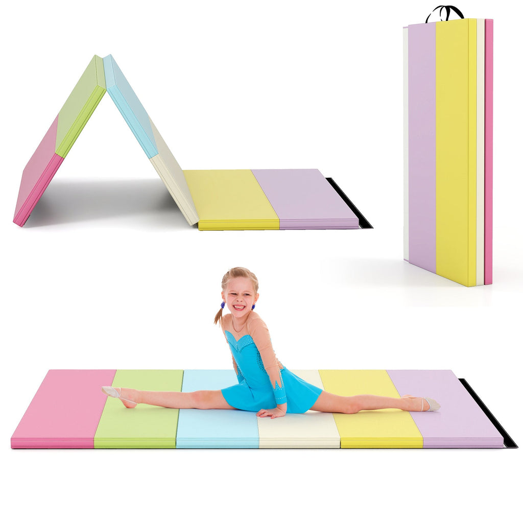 PU Leather Tri-Folding Gymnastics Tumbling Mat with Carrying Handles