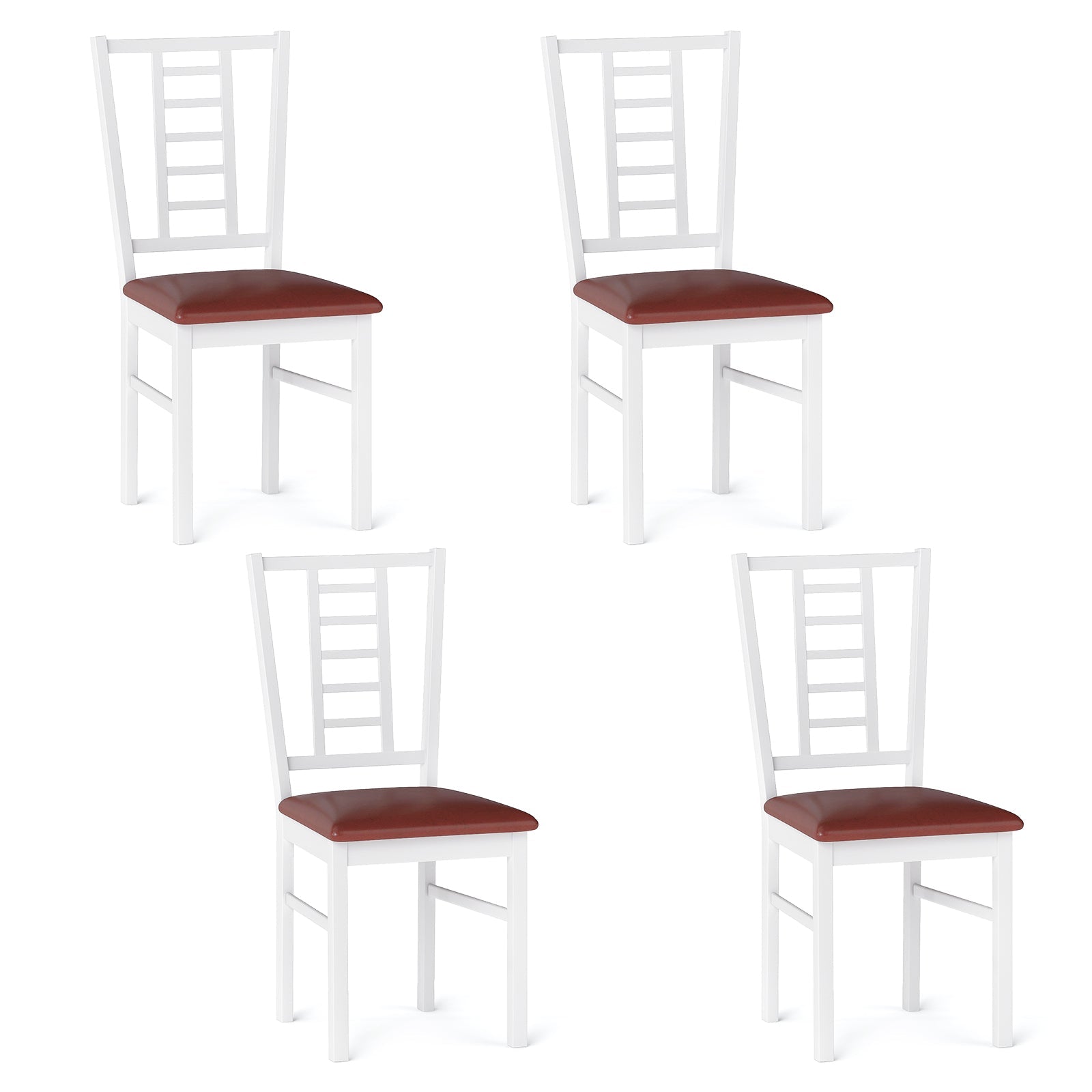 PU Leather Upholstered Wood Dining Chairs Set of 4