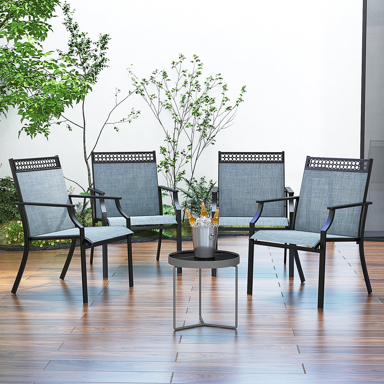 Patio Chairs Set of 2 with All Weather Breathable Fabric