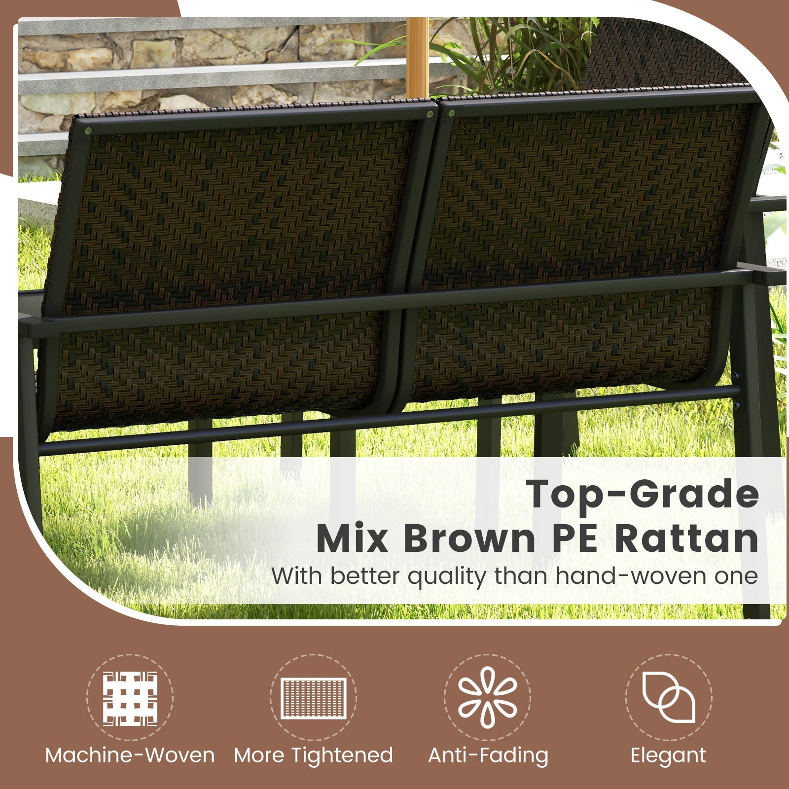 4 Pieces Patio Furniture Set with Heavy Duty Galvanized Metal Frame