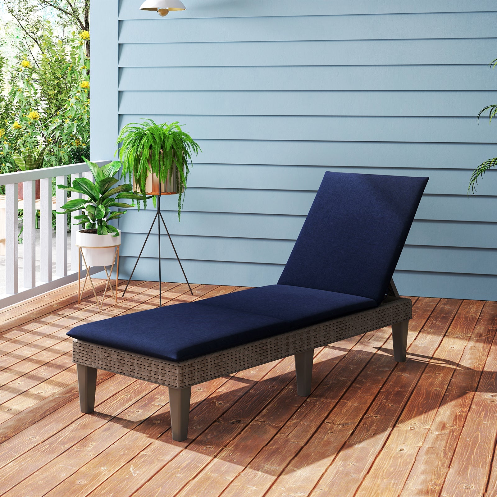 Patio Lounge Outdoor Recliner Chair with Cushion 3-Position Adjustable Backrest