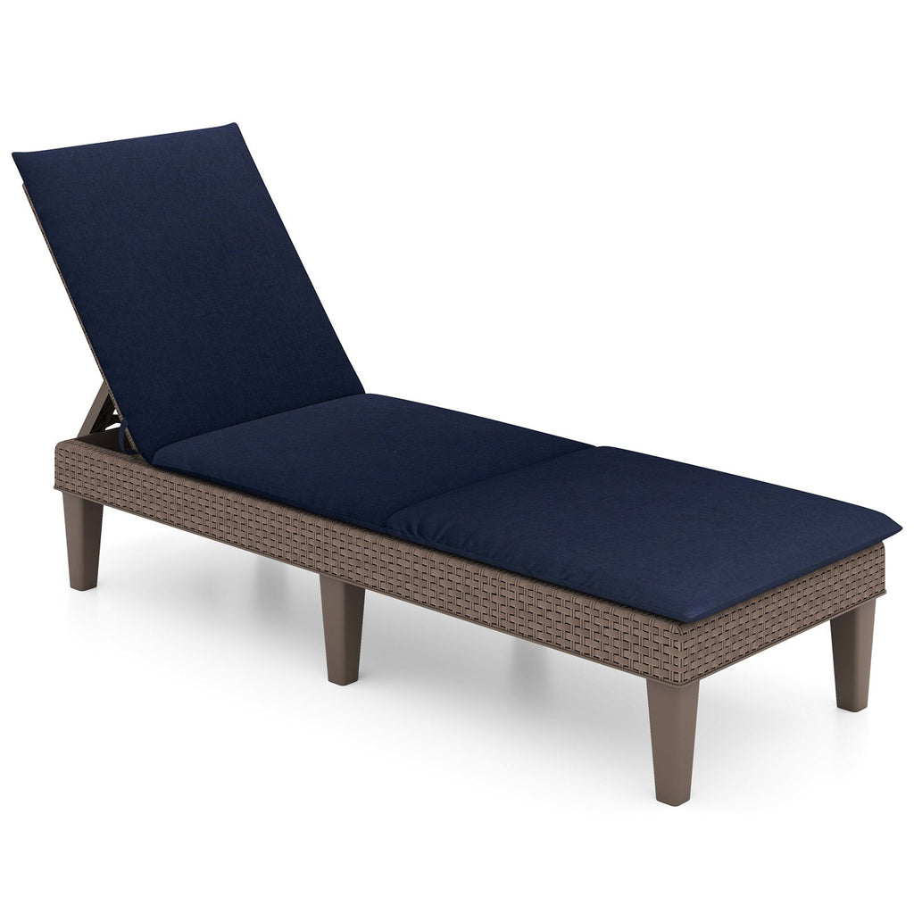 Patio Lounge Outdoor Recliner Chair with Cushion 3-Position Adjustable Backrest