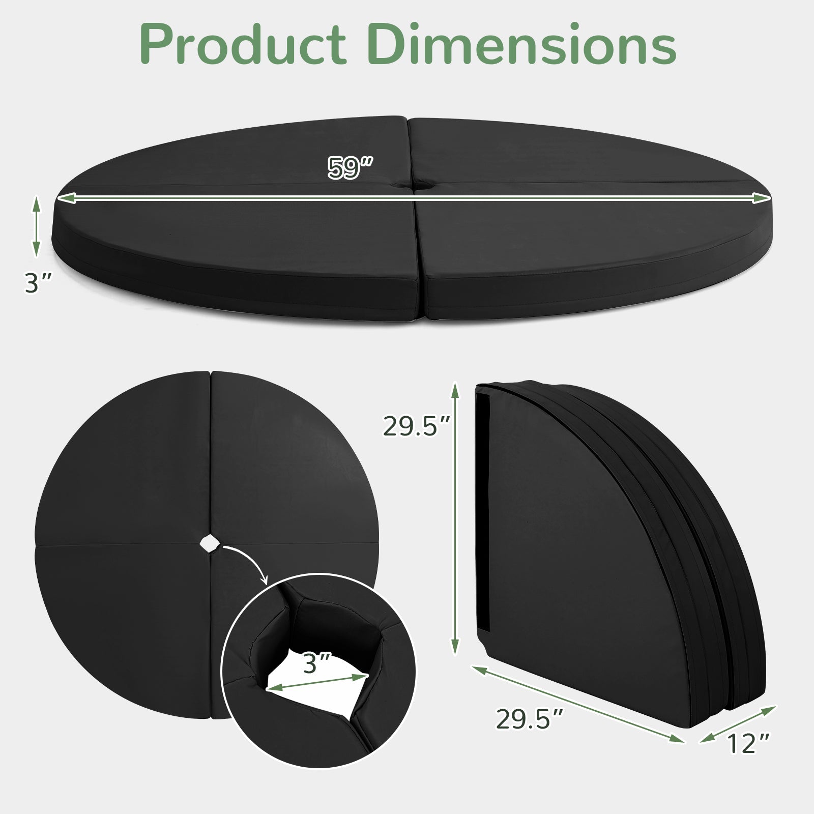 Pole Dance Crash Mat Round Portable Yoga Mat with EPE Foam