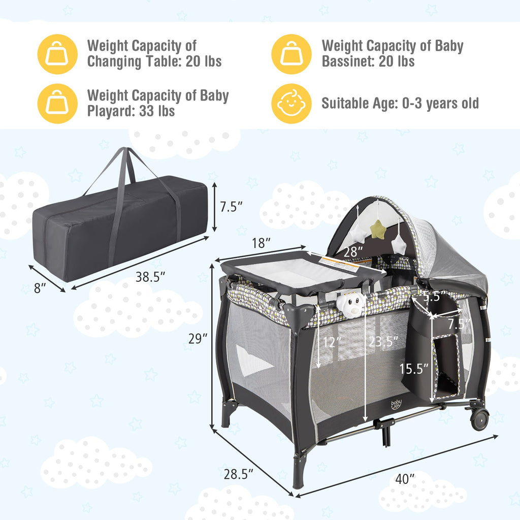 Portable Baby Nursery Center 4-in-1 Portable Travel Crib