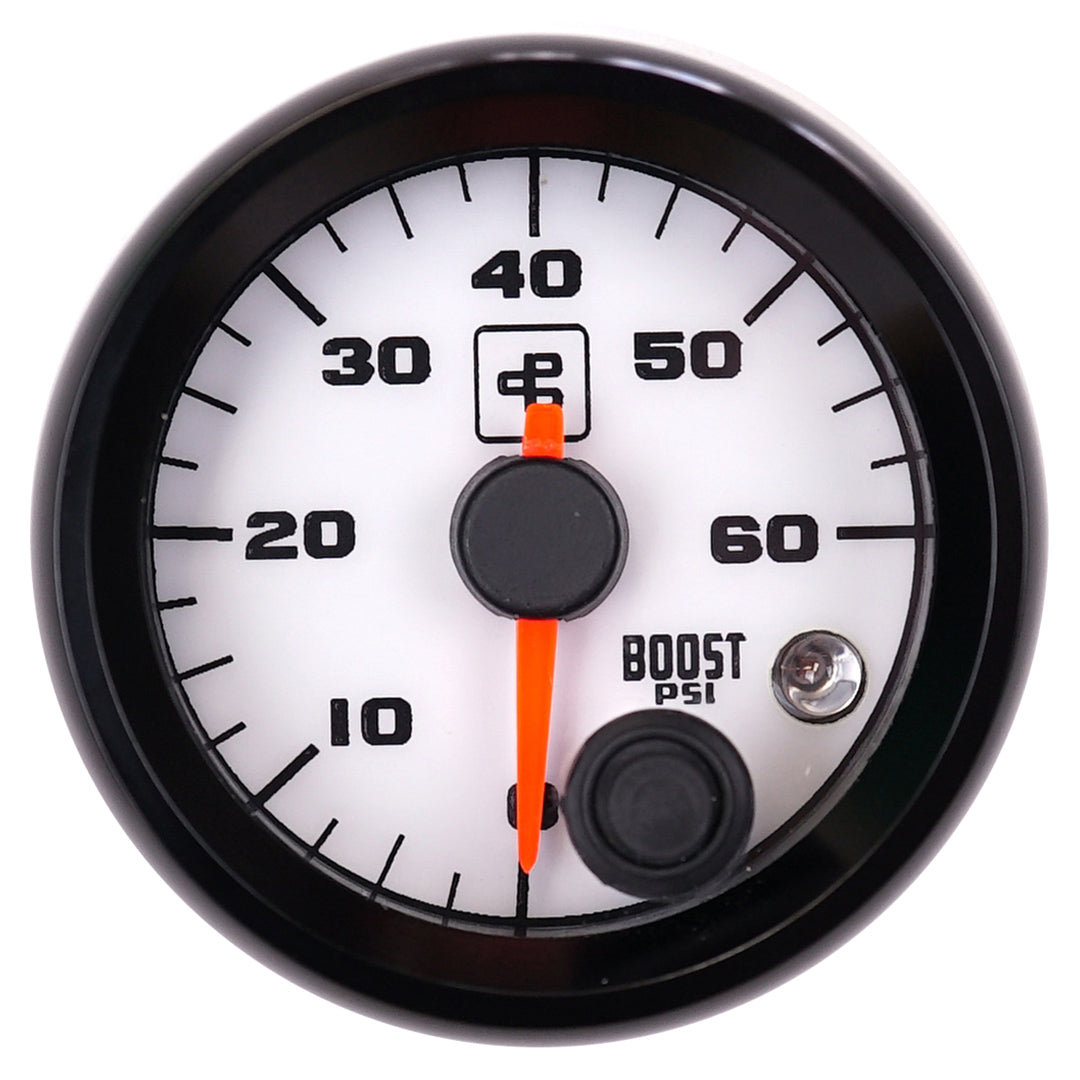 Power Driven White 2-1/16" 60 psi Boost Gauge with Warning