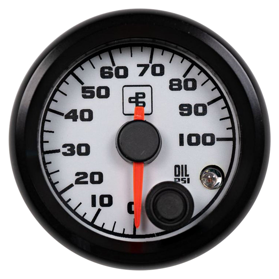 Power Driven White 2-1/16" 100 psi Fuel Pressure Gauge with Warning