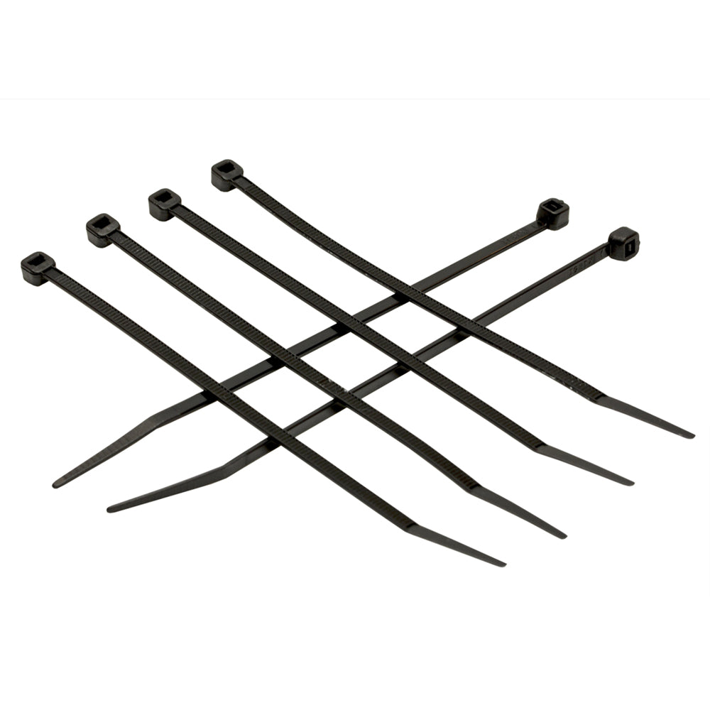 4 in.  Len x 18 lbs rated (0.10 w) - Proferred Nylon 66 UV Rated 1000 Hrs Black Cable Ties - Pkg (500)