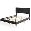 Full/Queen/Twin Size Bed Frame with Vertical Channel Tufted Headboard and Wooden Slats
