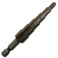 #1 HSS Quick Change Hex Shank Step Drill Bit, (1/8"- 1/2 by 1/32"), VAC1HEX