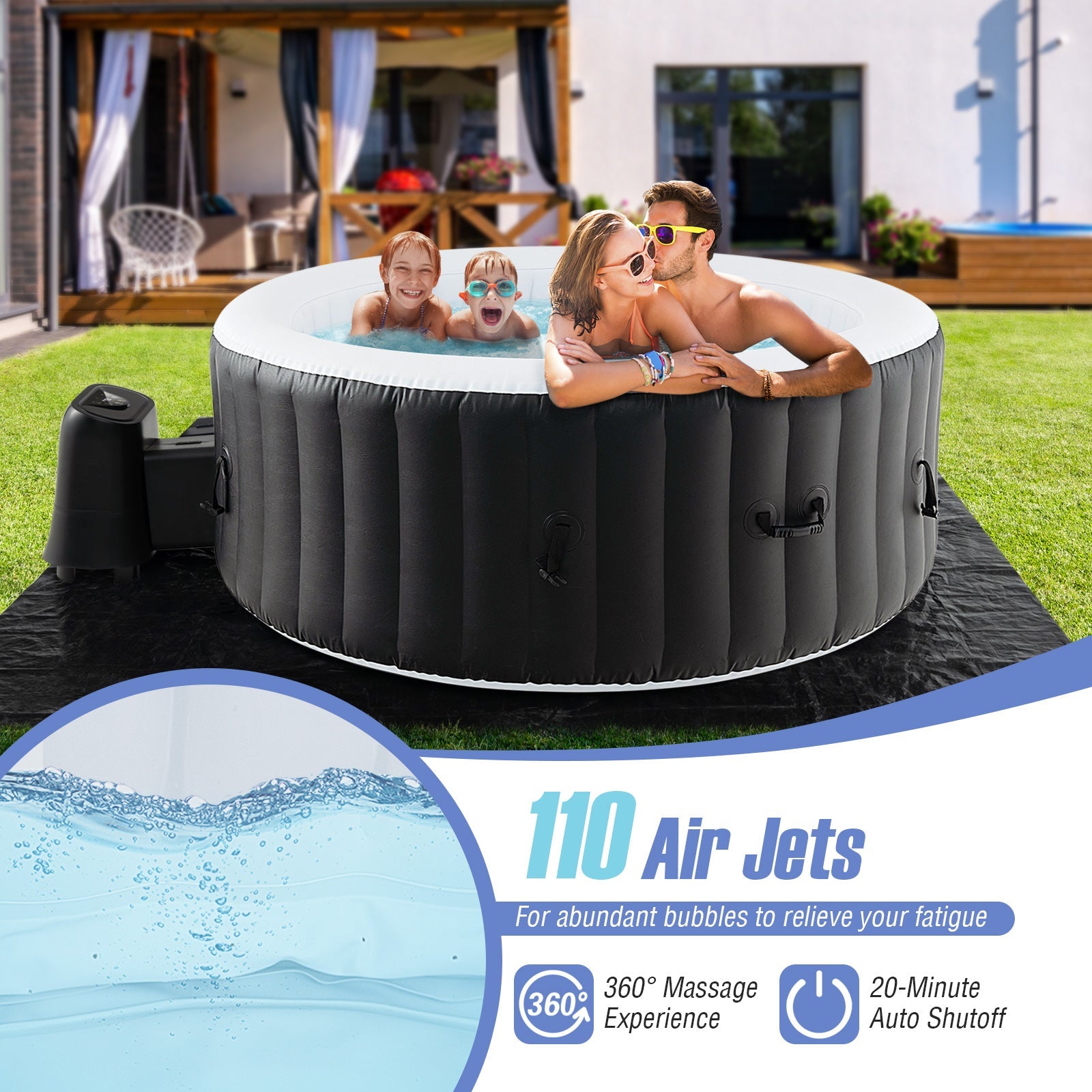 70/80 Inches Round SPA Pool Hottub with 110/130 Air Jets Electric Heater Pump