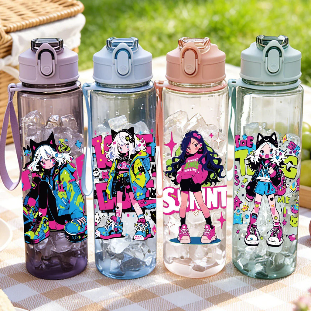 1 Piece 750ml (26 fl oz) Anime Girl Straw Cup | Summer Water Bottle