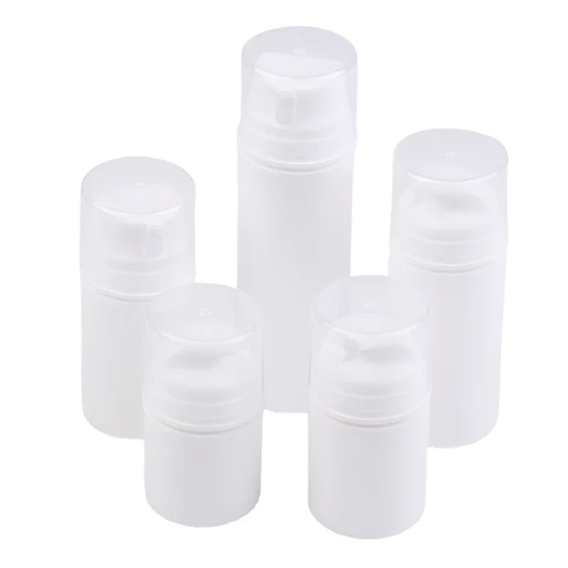 Airless Cosmetic Travel Size Vacuum Pump Bottles | Refillable Emulsion Dispenser Set