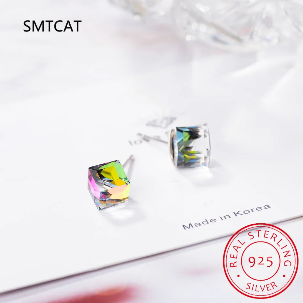 1.2ct Natural Sky Blue Topaz Stud Earrings | 925 Sterling Silver Geometric Jewelry