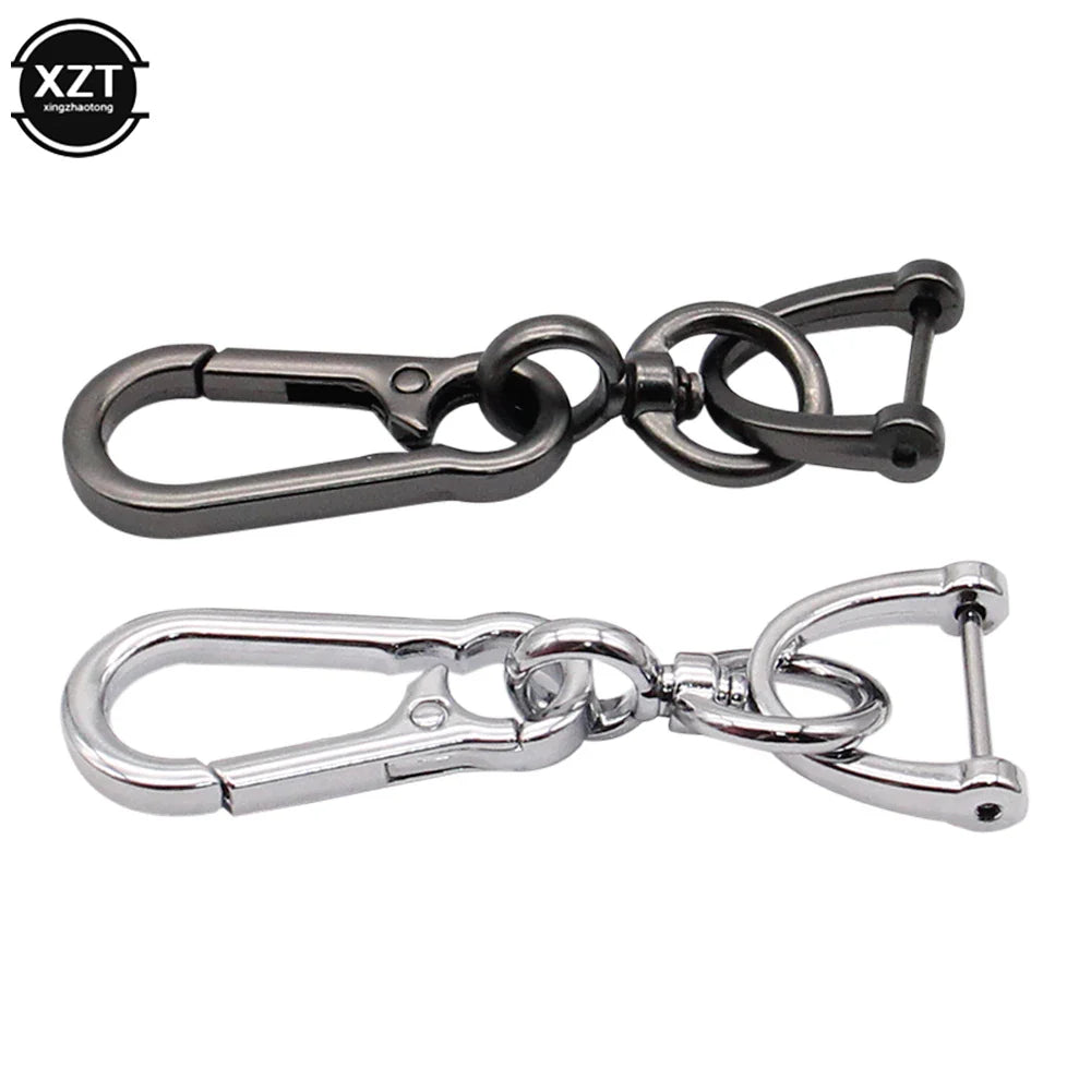 360 Degree D Shape Rotating Horseshoe Buckle Leather Braided Car Keychain | Auto Key Ring Pendant